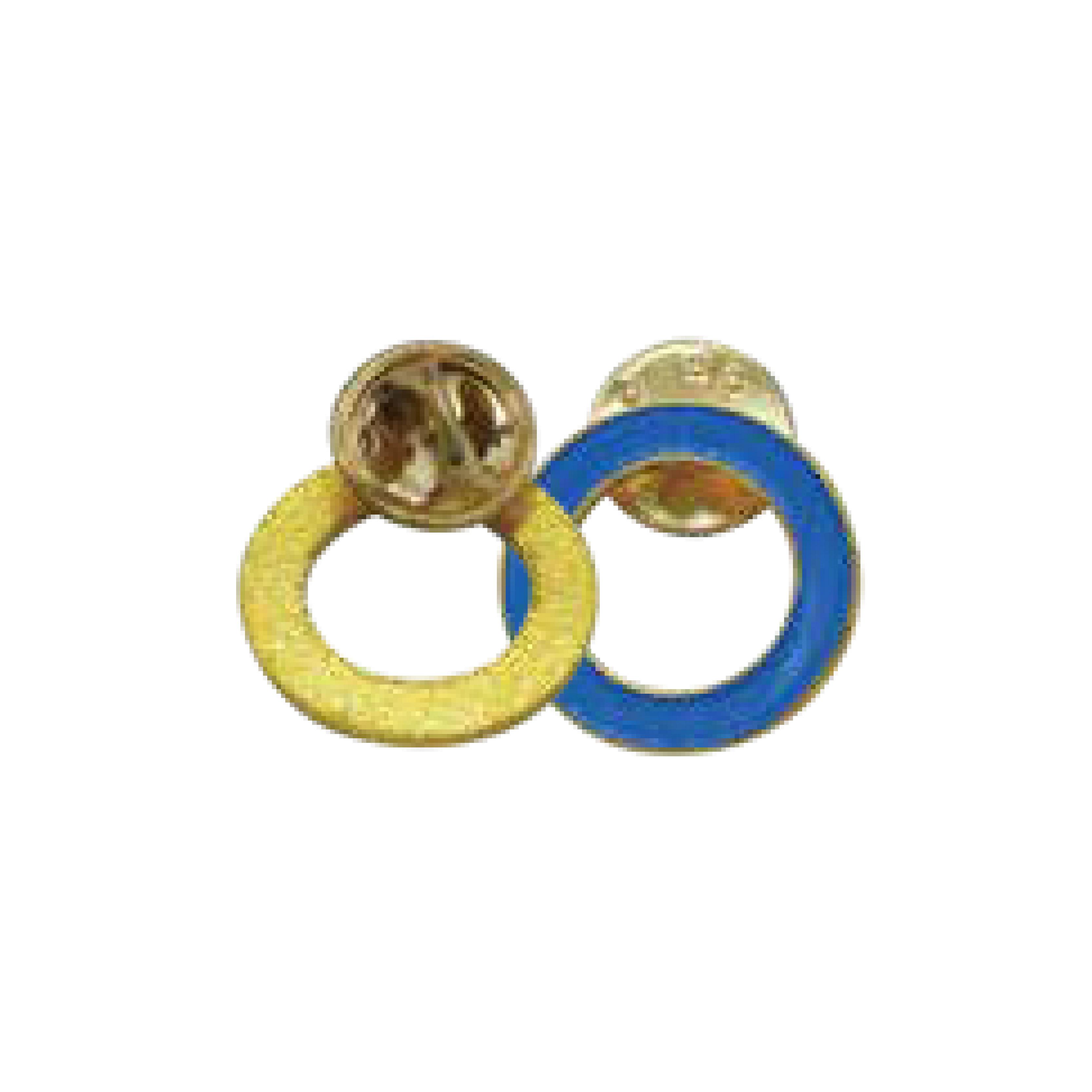 Metallic Blue and Gold Circle Lapel Pin